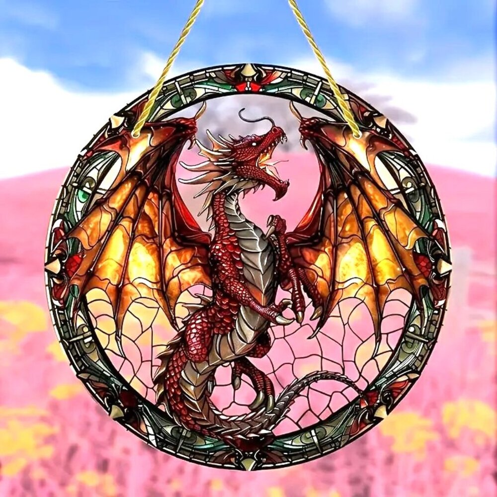 Suncatcher Dragon Wyvern Fantasy Magic Window Decor Art Colorful In/Outdoor - Picture 3 of 7